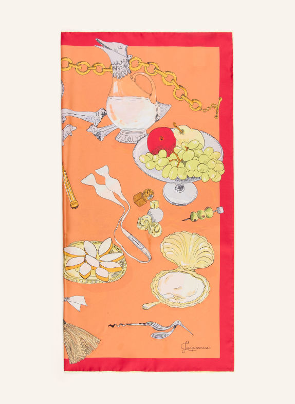 JACQUEMUS Silkesscarf LE GRAND FOULARD COCKTAIL RÖD / GUL / VIT