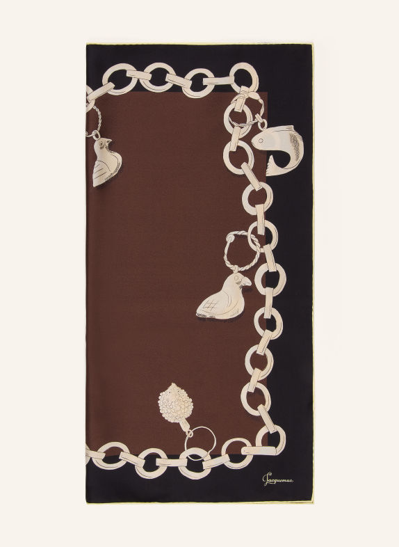 JACQUEMUS Silkesscarf LE FOULARD PAMPILLE MÖRKBRUN / LJUSGUL / SVART