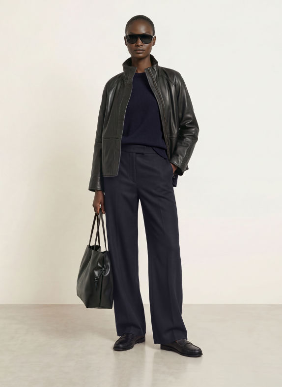 soeur  Pantalon palazzo HAWK en flanelle BLEU FONCÉ