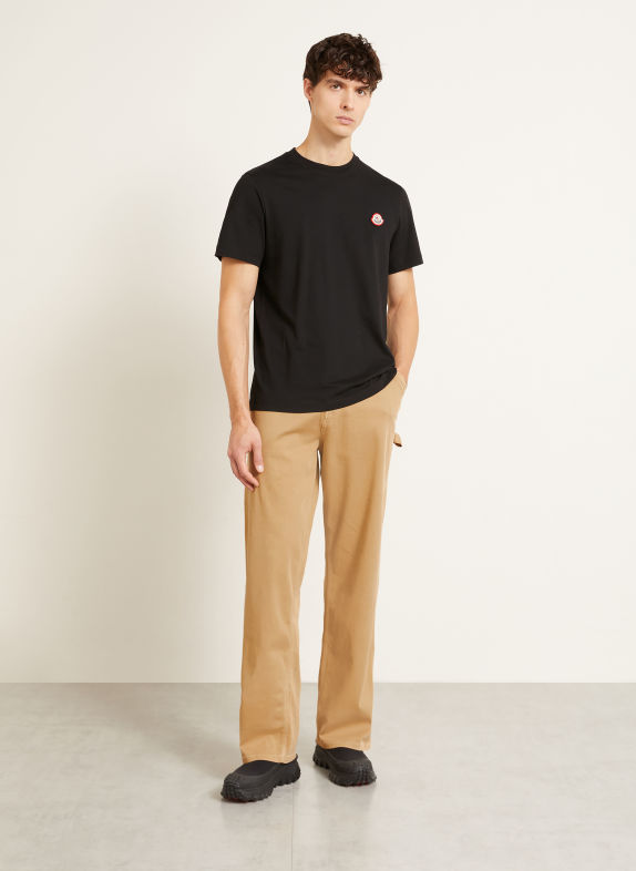 MONCLER T-shirt BLACK / ECRU / RED