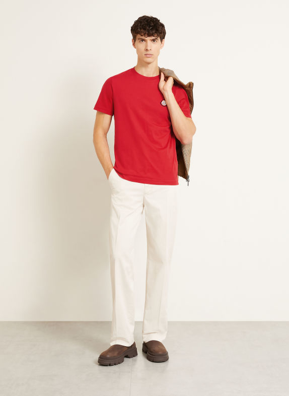 MONCLER T-shirt RED / ECRU / DARK BLUE