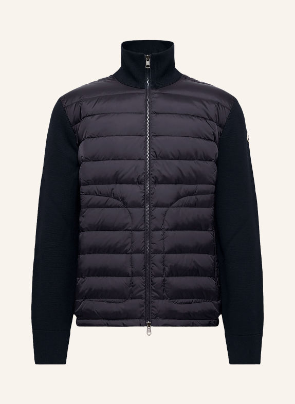 MONCLER Lekka kurtka puchowa z mieszanki materiałów GRANATOWY