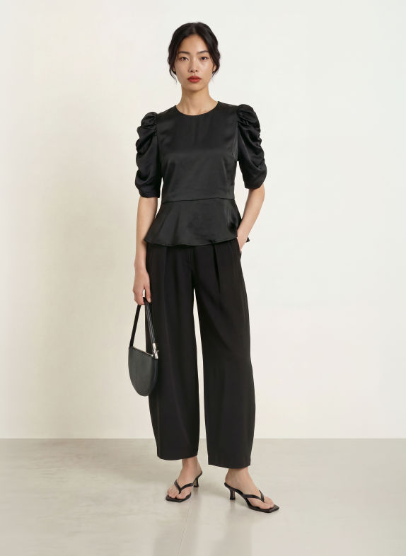 NEO NOIR BENUA Satin Shirt blouse BLACK