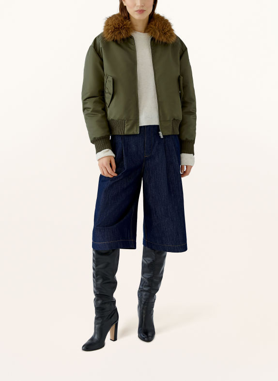 oui Blouson mit abnehmbarem Kunstfell-Kragen KHAKI / BRAUN