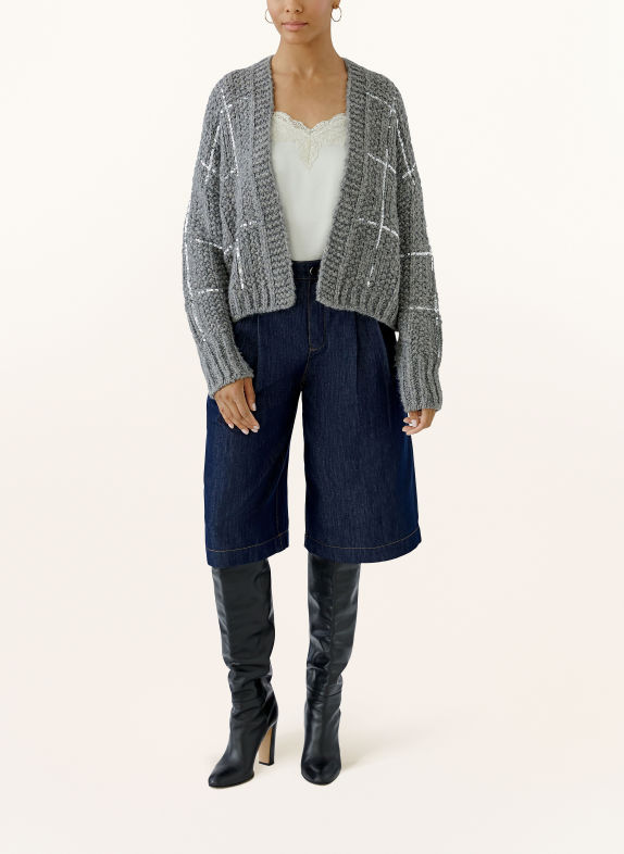 oui Gilet ouvert en maille à paillettes GRIS / ARGENT