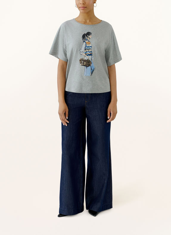 oui T-shirt à paillettes GRIS / BLEU / BLANC