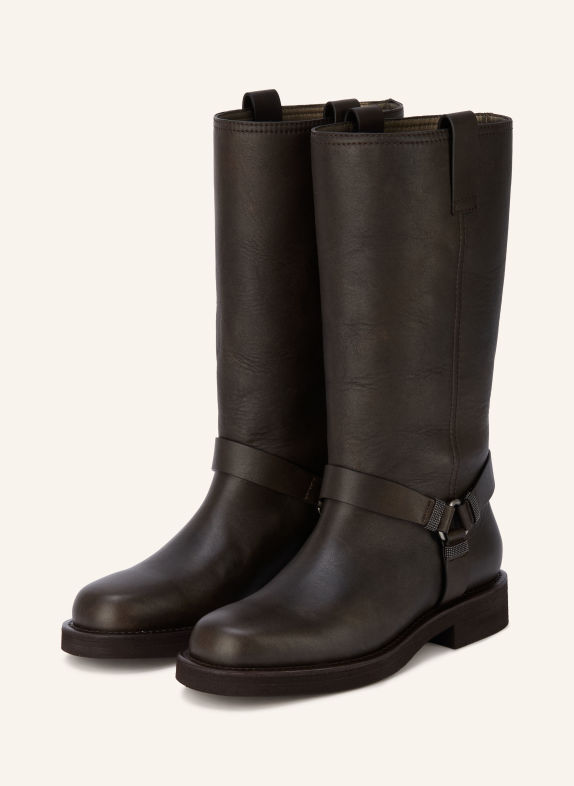 BRUNELLO CUCINELLI Biker boots DARK BROWN