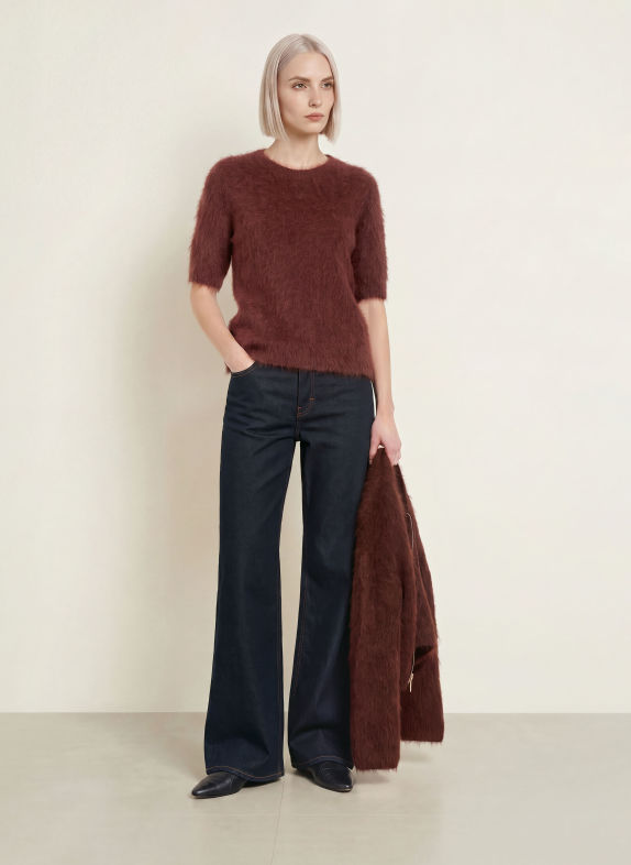someday Gebreid shirt TIRINA met alpaca MARRON FONCÉ