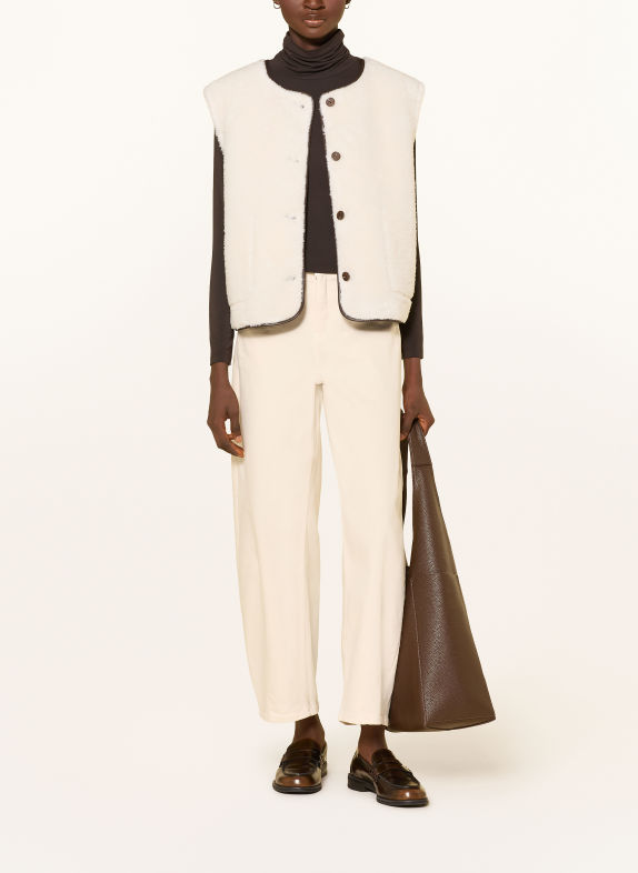 OPUS WASHEARLY Reversible Faux Fur Vest CREAM / DARK BROWN