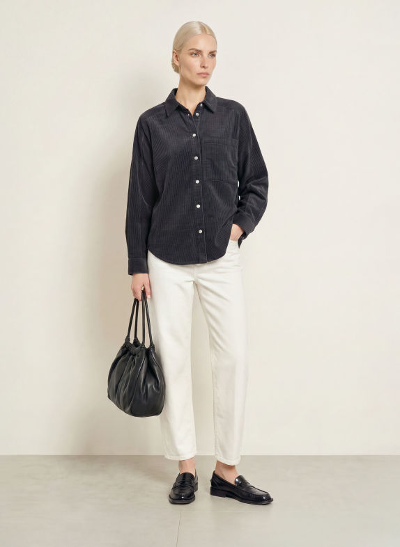 OPUS FRENCA corduroy shirt blouse DARK GRAY