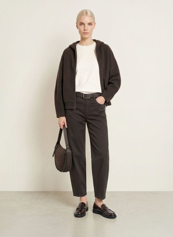 OPUS Sweat zippé GEISI MARRON FONCÉ