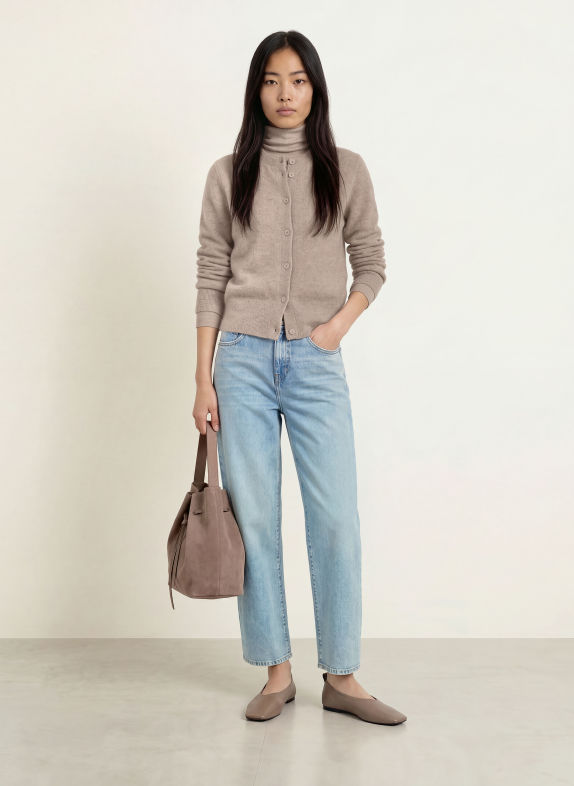 someday TELORA Cashmere Cardigan TAUPE