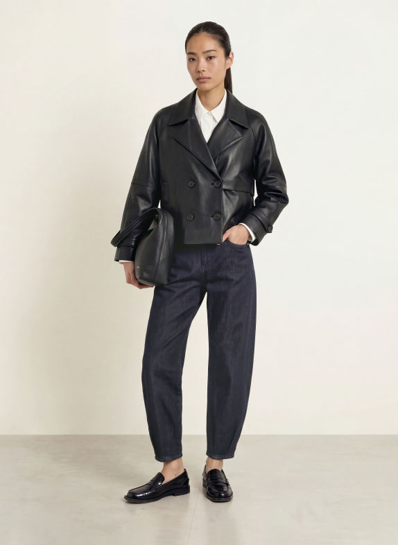 OPUS Caban court HALEDA aspect cuir NOIR