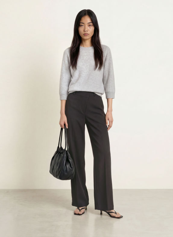 someday TWILLA Cashmere Sweater with 3/4-Length Sleeves LIGHT GRAY