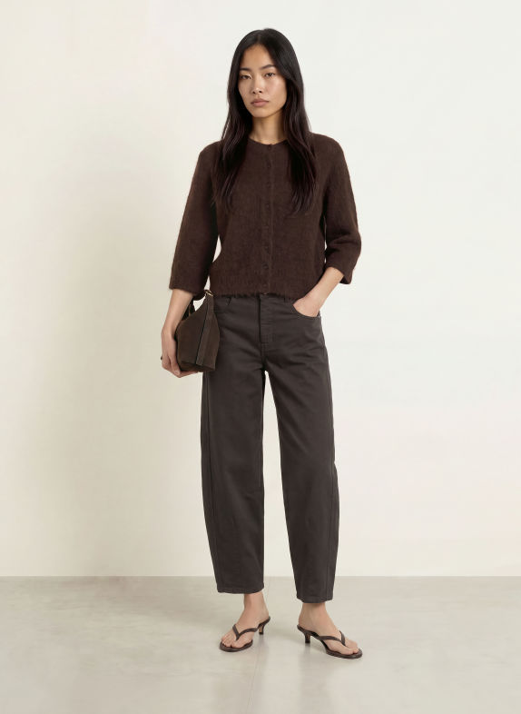 OPUS Strickjacke DISILLE mit 3/4-Arm DUNKELBRAUN