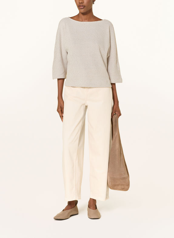OPUS SASSONI-trui met 3/4-mouwen BEIGE / WIT