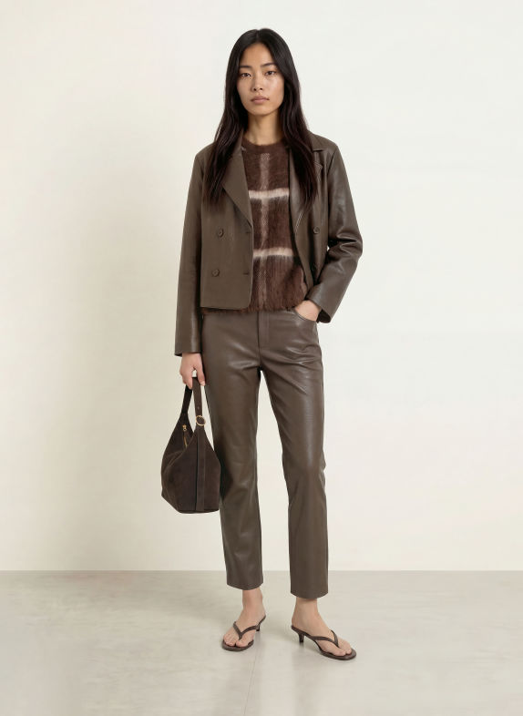 someday TICARO Knit Shirt DARK BROWN / BEIGE