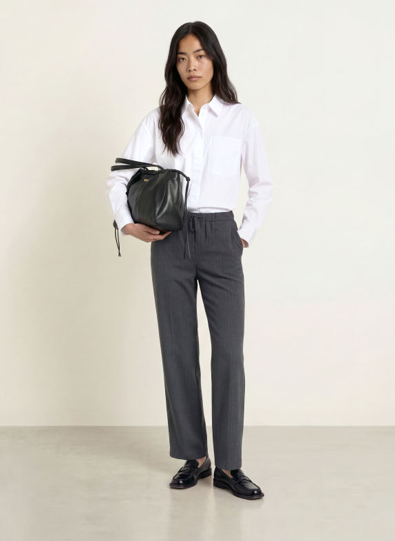 OPUS Pantalon palazzo MELANE GRIS FONCÉ