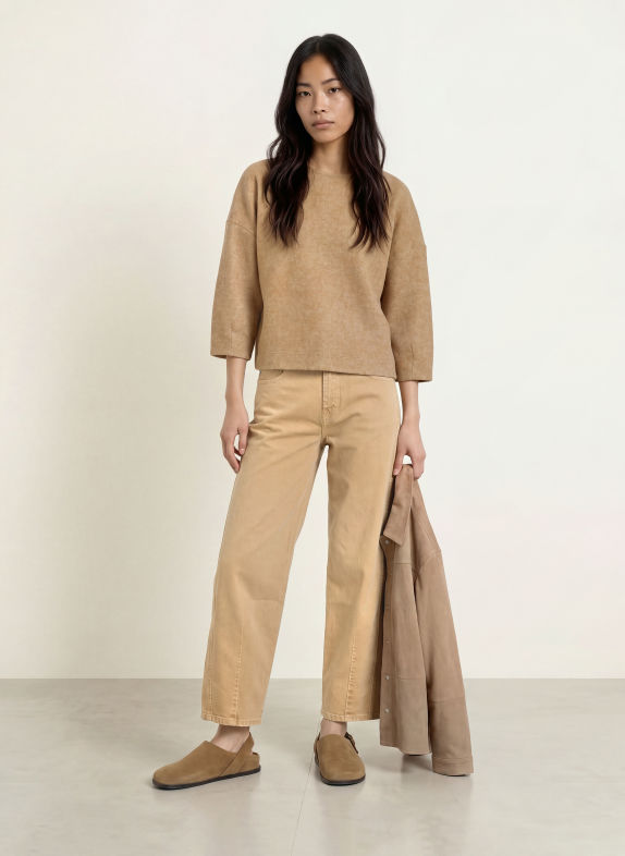 OPUS Haut GUSSI à manches 3/4 en flanelle BEIGE