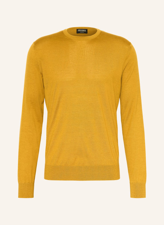 ZEGNA Pullover mit Cashmere und Seide DUNKELGELB