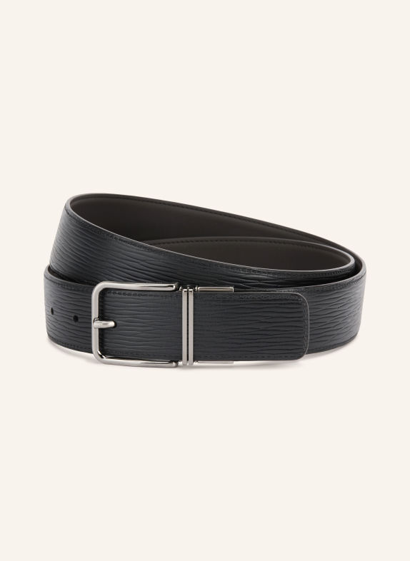 ZEGNA Kožený opasek ČERNÁ / STŘÍBRNÁ
