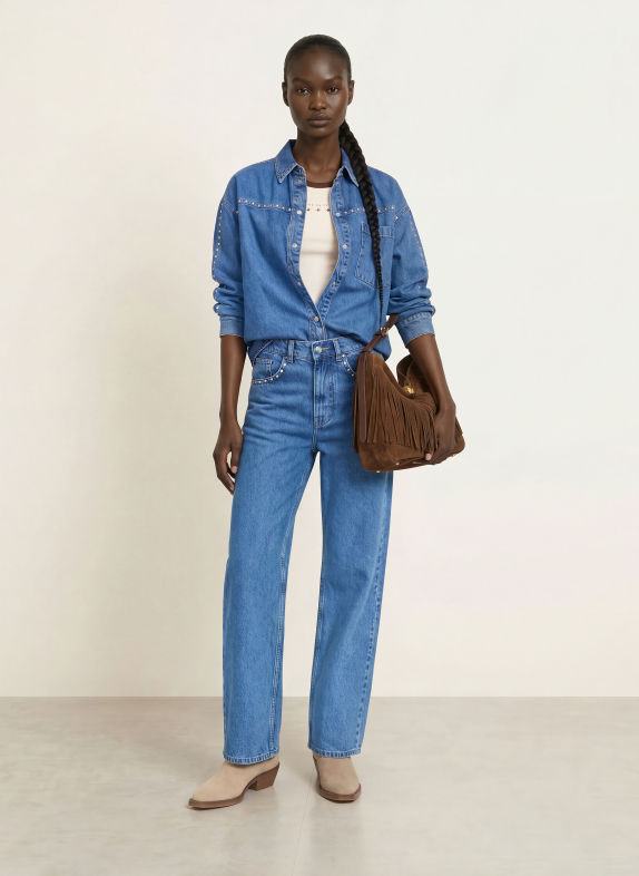 OH APRIL Jeansbluse VIVIAN med nitter BLÅ