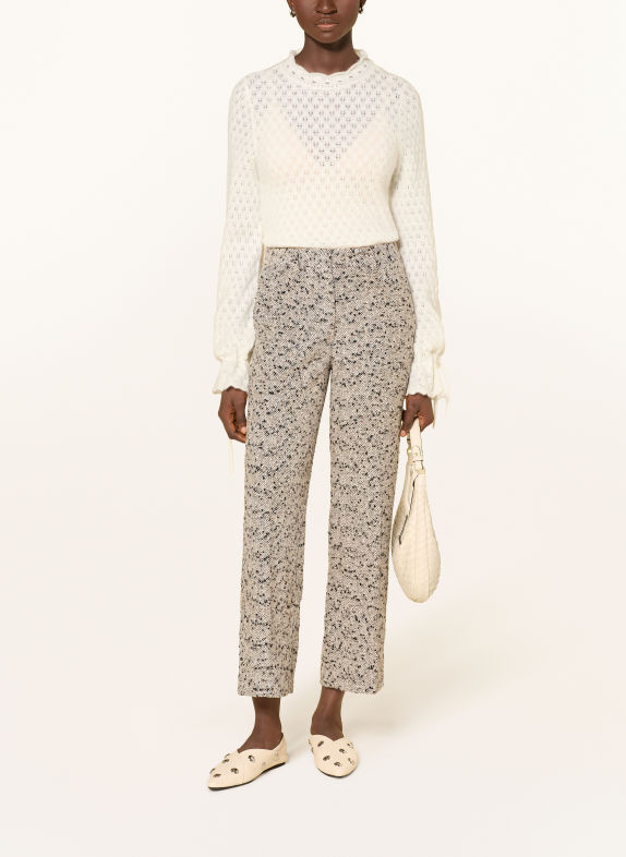 Rich & Royal 7/8 broek van tweed CRÈME / MARRON FONCÉ / DONKERBLAUW