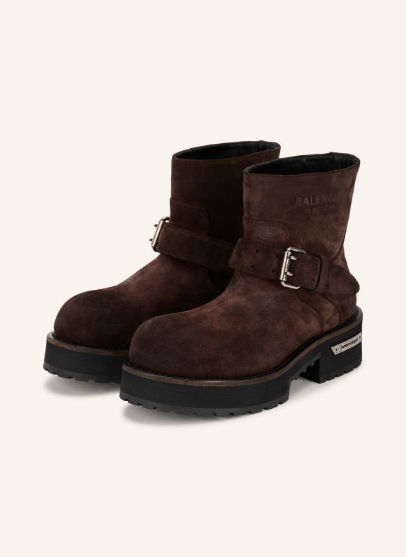 BALENCIAGA Botki na platformie CIEMNOBRĄZOWY / SREBRNY
