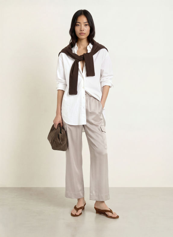 ELIAS RUMELIS Cargo-Culotte HERMI aus Satin SILBER