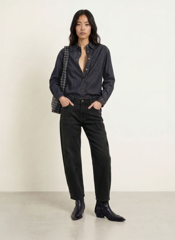 ELIAS RUMELIS Denimblouse AURELA DONKERBLAUW