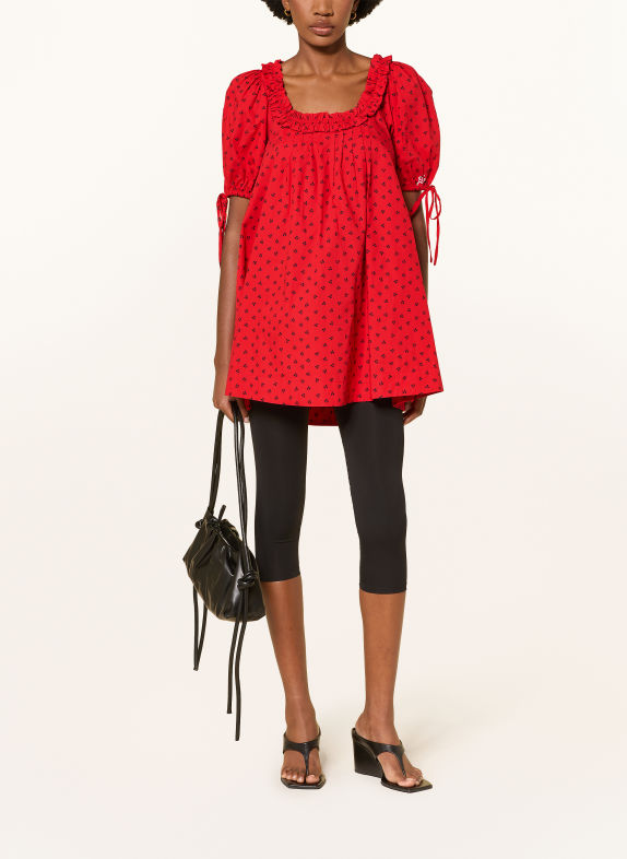 DAMSON MADDER. JEMIMA Dress with Ruffles RED / BLACK