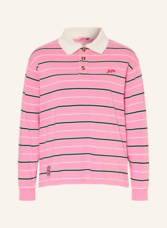 DAMSON MADDER. Gebreid poloshirt REMIE ROZE / ECRU / ZWART