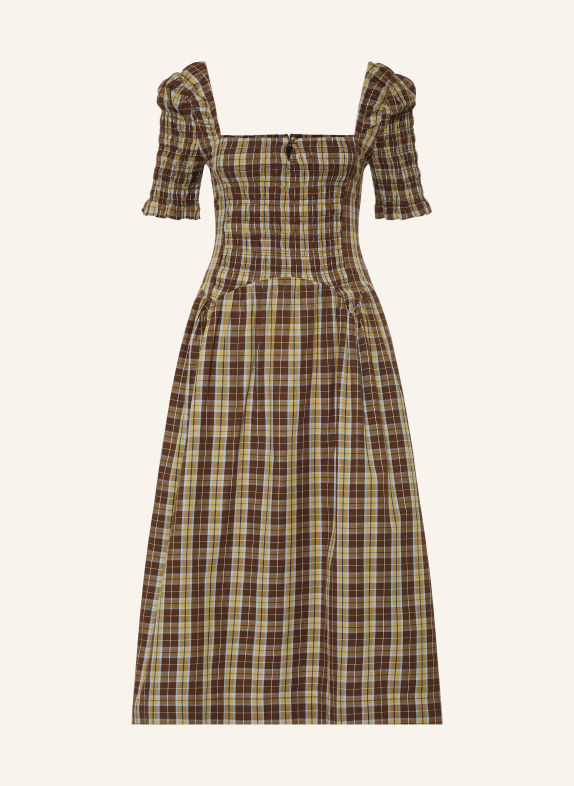DAMSON MADDER. Kleid EMMY mit Rüschen BRAUN / BLAUGRAU / KHAKI
