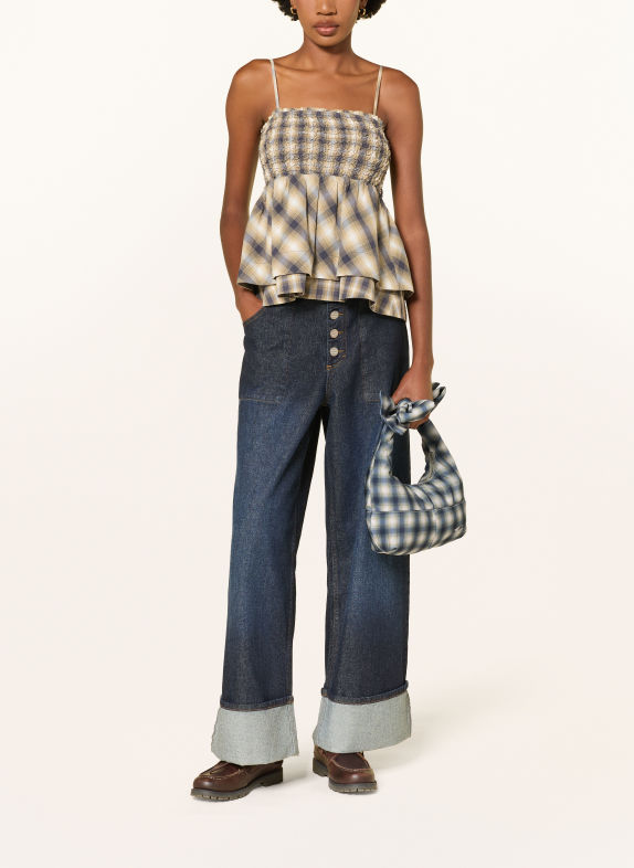 DAMSON MADDER. ROO Handbag BLUE / ECRU / DARK YELLOW