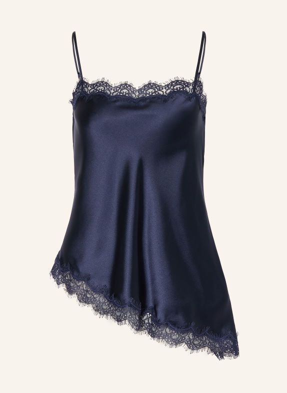 DAMSON MADDER. Blousetop van satijn met kant DONKERBLAUW