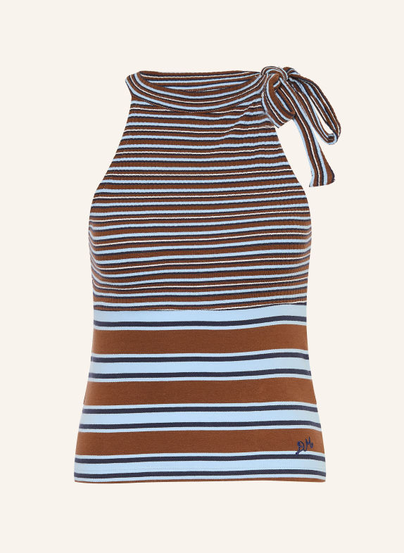 DAMSON MADDER. Blusentop ORIANA HELLBLAU / BRAUN / DUNKELBLAU