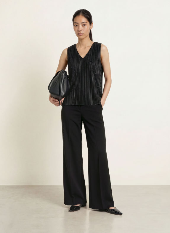 CINQUE CIISA pleated blouse top BLACK