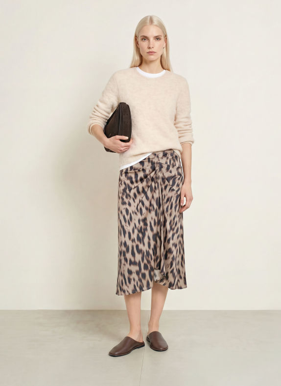Marc O'Polo Jupe en satin BEIGE / NOIR