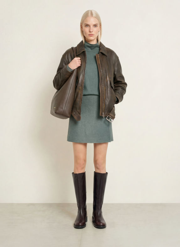 Marc O'Polo Wrap-style bouclé skirt GREEN