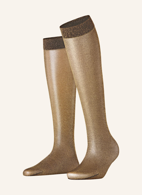 FALKE Fein-Kniestrümpfe GLITTER KH mit Glitzergarn 5274 brown/gold