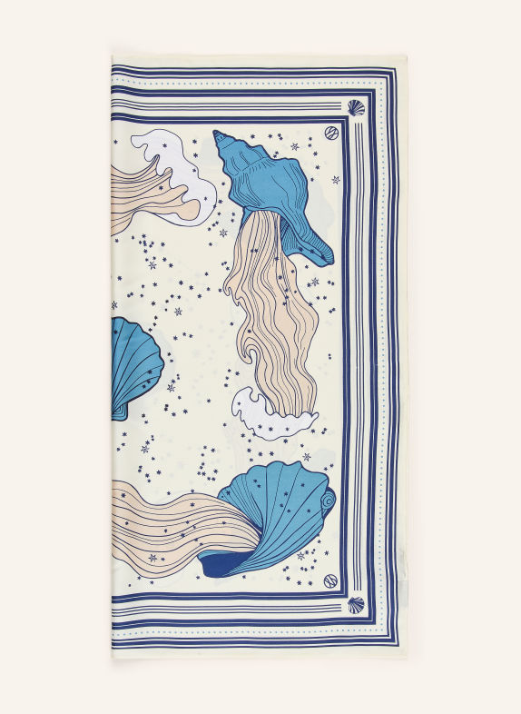 LESCARF Seidentuch ECRU / DUNKELBLAU / BLAU