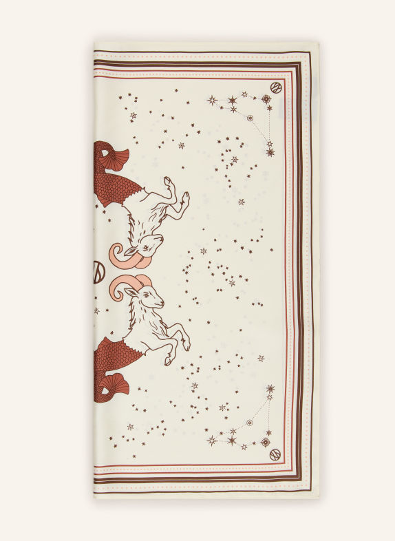 LESCARF Seidentuch CREME / BRAUN / LACHS