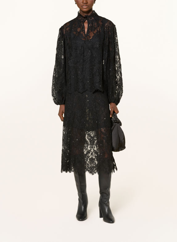 darling harbour Lace skirt with sequins BLACK