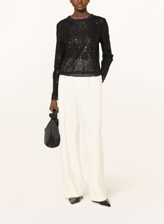 darling harbour Lace shirt blouse with sequins BLACK
