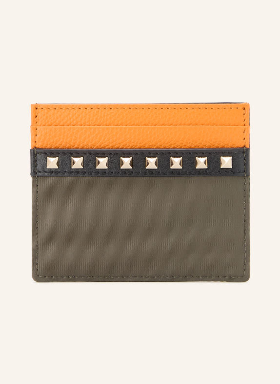 VALENTINO GARAVANI Kartenetui STUD UP OLIV / ORANGE / SCHWARZ