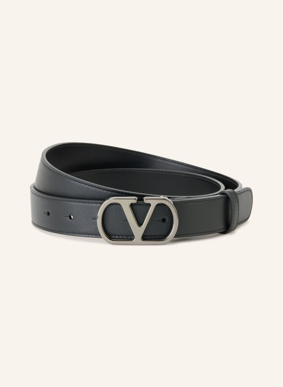 VALENTINO GARAVANI Ceinture en cuir VLOGO SIGNATURE NOIR / ARGENT