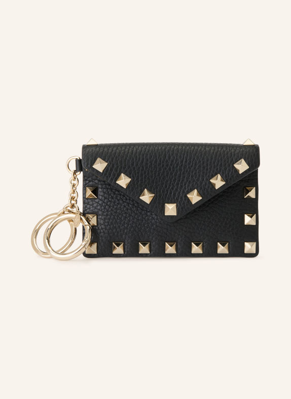 VALENTINO GARAVANI ROCKSTUD Bag charm with Rivets BLACK / GOLD