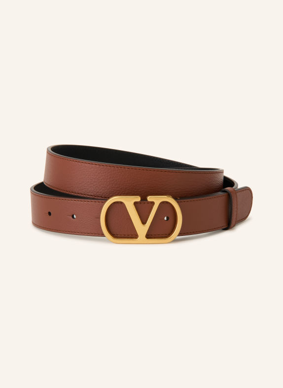 VALENTINO GARAVANI VLOGO SIGNATURE Leather belt BROWN / GOLD