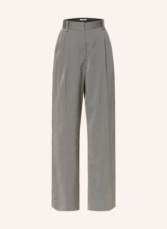 maje Marlenehose mit Schmucksteinen GRAU / DUNKELGRAU