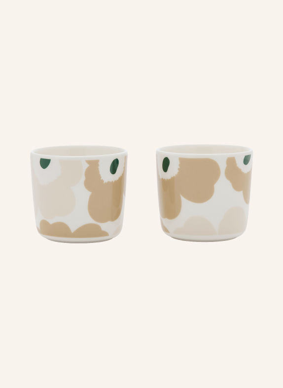 marimekko Sada 2 hrnků UNIKKO BÉŽOVÁ / KRÉMOVÁ / TMAVĚ ZELENÁ